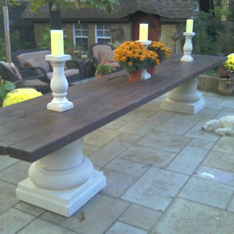 Custom design - wooden table with stone bases